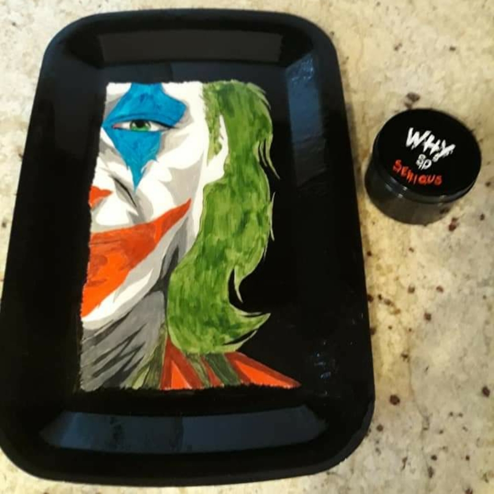 Joker Hand Painted Rolling Tray and Stacy Tin